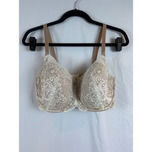 ThirdLove 24/7 Lace Balconette Bra Ivory Tan Floral Underwire 36F